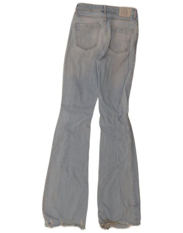 Zara Womens Tall Distressed Flared Jeans EU 34 2XS W24 L36 Blue
