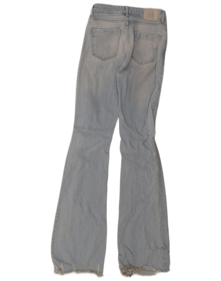 Zara Womens Tall Distressed Flared Jeans EU 34 2XS W24 L36 Blue