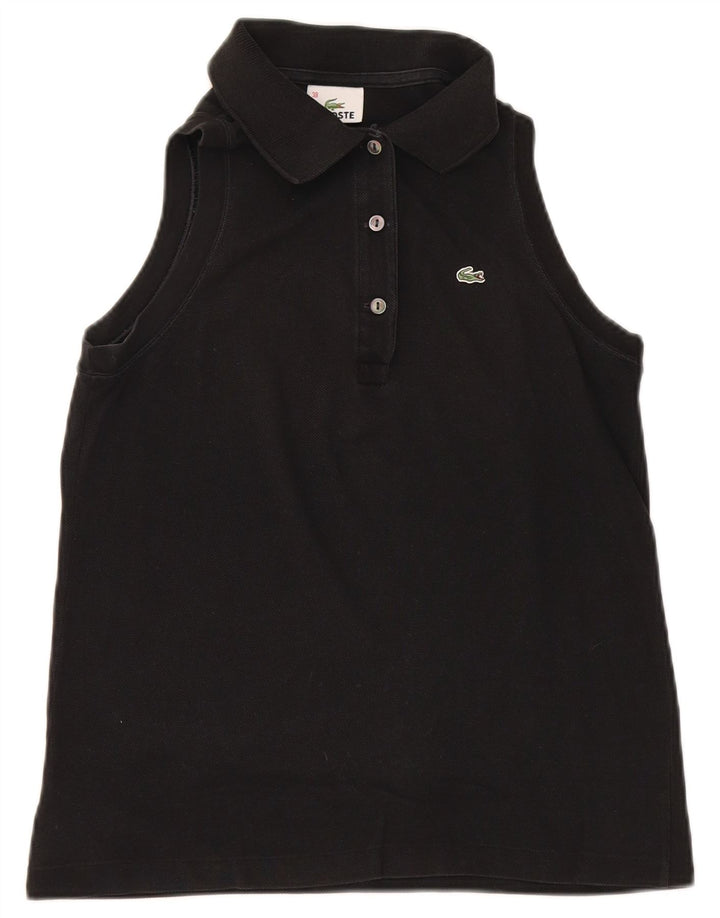 Lacoste Womens Sleeveless Polo Shirt Size 38 Medium Black Cotton