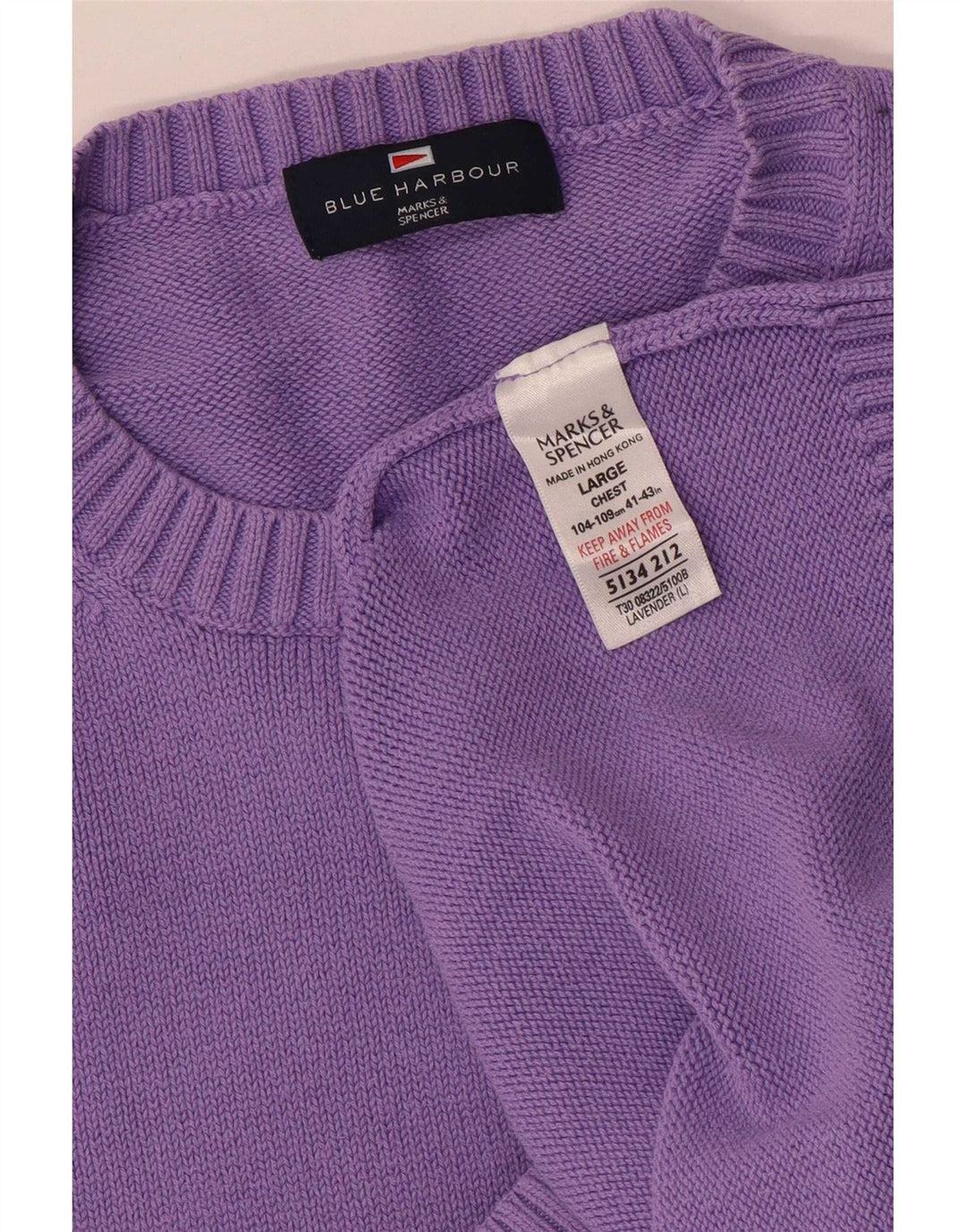 Marks & Spencer Mens Blue Harbour Crew Neck Jumper Sweater Large Purple