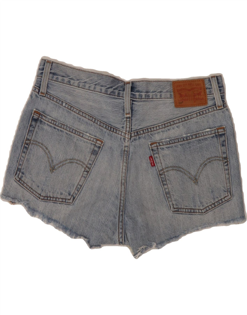 LEVI'S Womens 501 Distressed Denim Shorts W27 Small Blue Cotton Vintage Levi's and Second-Hand Levi's from Messina Hembry 