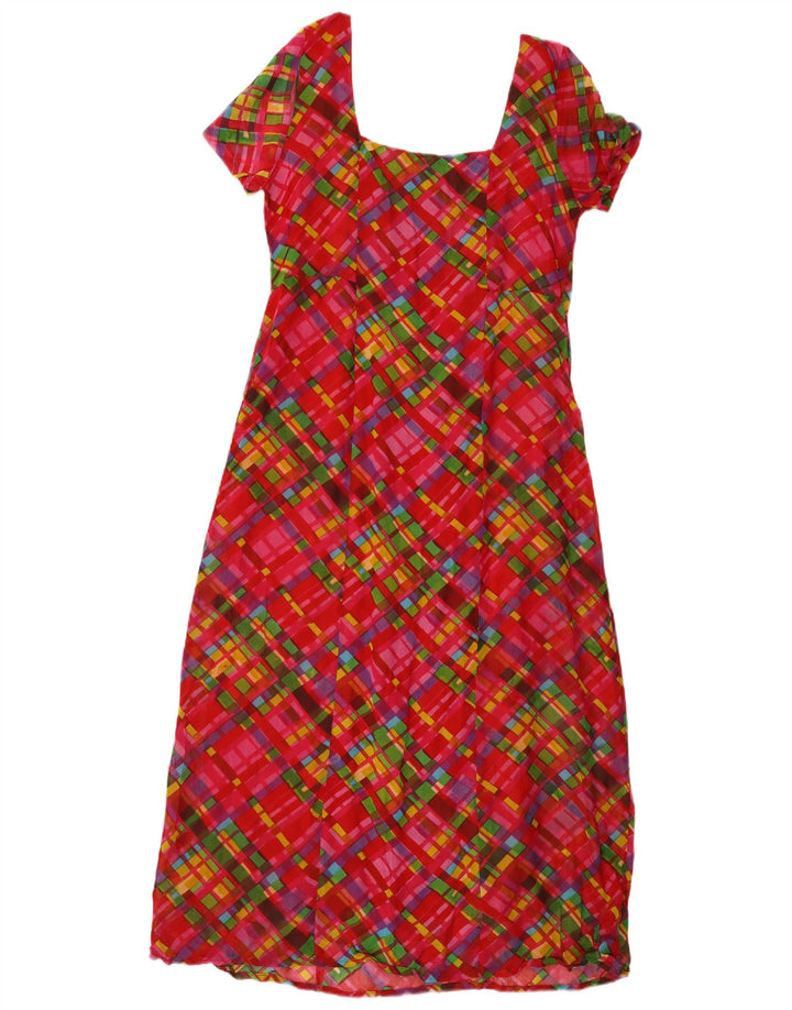 Vintage Womens A-Line Dress UK 12 Medium Red Check