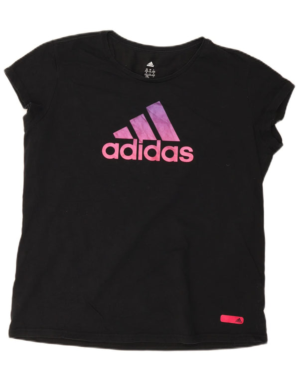 Adidas Womens Graphic T-Shirt Top UK 20/22 XL Black Cotton