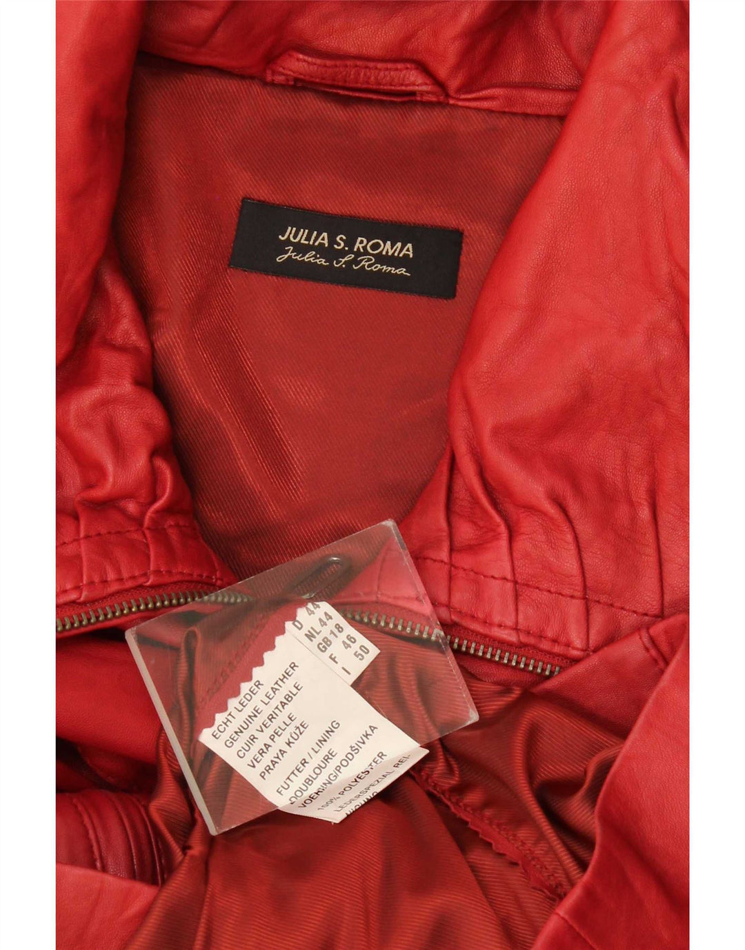Julia S. Roma Womens Leather Jacket UK 18 XL Red Leather