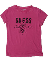 GUESS Girls Graphic T-Shirt Top 11-12 Years Pink Cotton