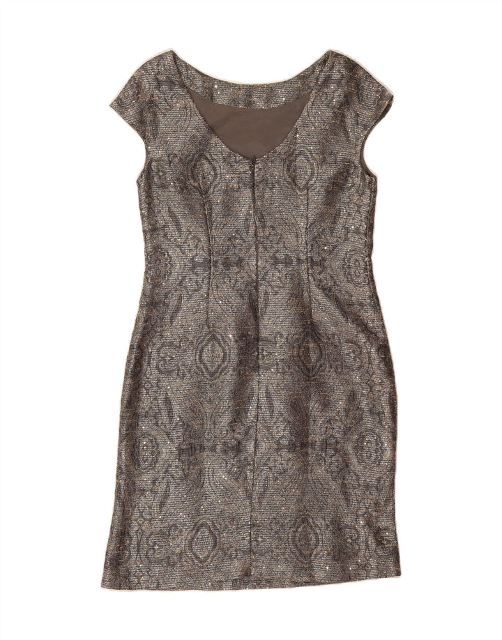 BARBARA SCHWARZER Womens Sheath Dress EU 42 Large Grey Paisley Polyester Vintage Barbara Schwarzer and Second-Hand Barbara Schwarzer from Messina Hembry 