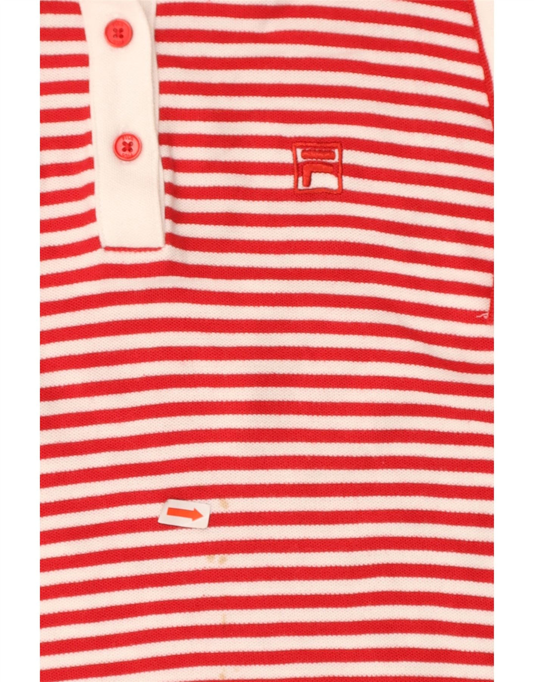 FILA Womens Polo Shirt UK 14 Medium Red Striped Cotton