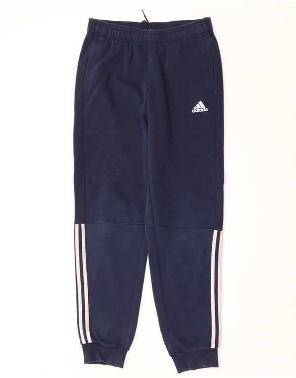 Adidas Boys Tracksuit Trousers Joggers 13-14 Years Navy Blue Cotton