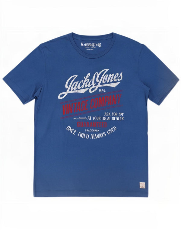 Jack & Jones Mens Graphic T-Shirt Top XL Blue Cotton
