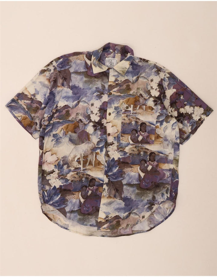 Portobello’s Mens Graphic Short Sleeve Shirt Medium Multicoloured Floral