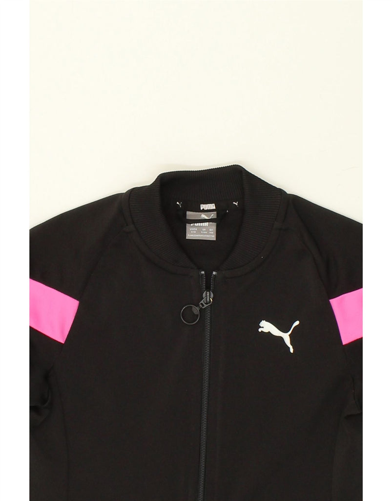 PUMA Girls Tracksuit Top Jacket 9-10 Years Black Colourblock Polyester | Vintage Puma | Thrift | Second-Hand Puma | Used Clothing | Messina Hembry 