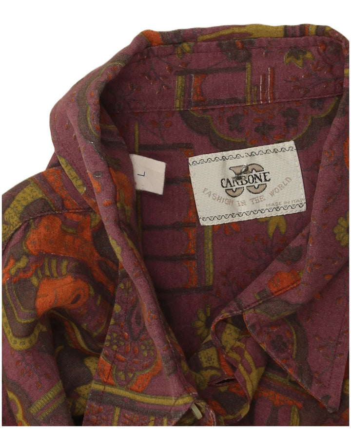 Vintage Mens Abstract Pattern Shirt Large Purple Viscose