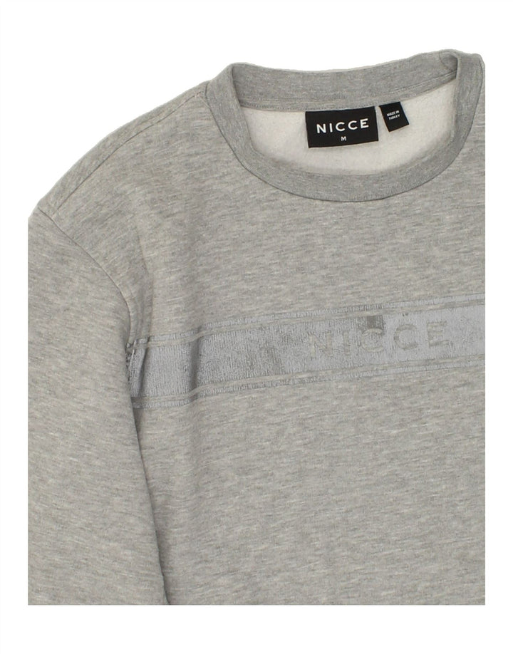 NICCE Mens Graphic Sweatshirt Jumper Medium Grey Cotton Vintage Nicce and Second-Hand Nicce from Messina Hembry 