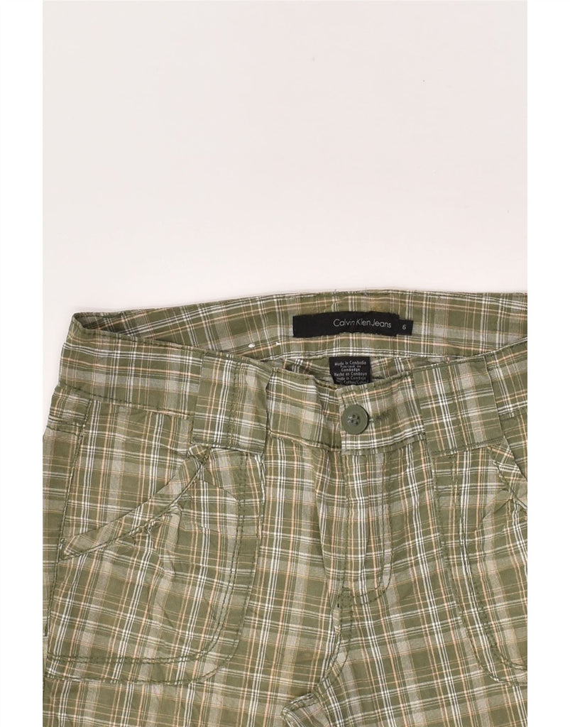 CALVIN KLEIN Womens Bermuda Shorts US 6 Medium W30  Green Check Cotton | Vintage Calvin Klein | Thrift | Second-Hand Calvin Klein | Used Clothing | Messina Hembry 