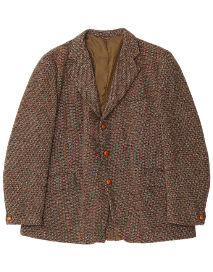 Harris Tweed Mens 3 Button Blazer Jacket UK 40 Large Brown