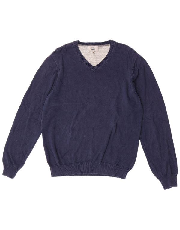 Marks & Spencer Mens Regular Fit V-Neck Jumper Sweater Medium Navy Blue