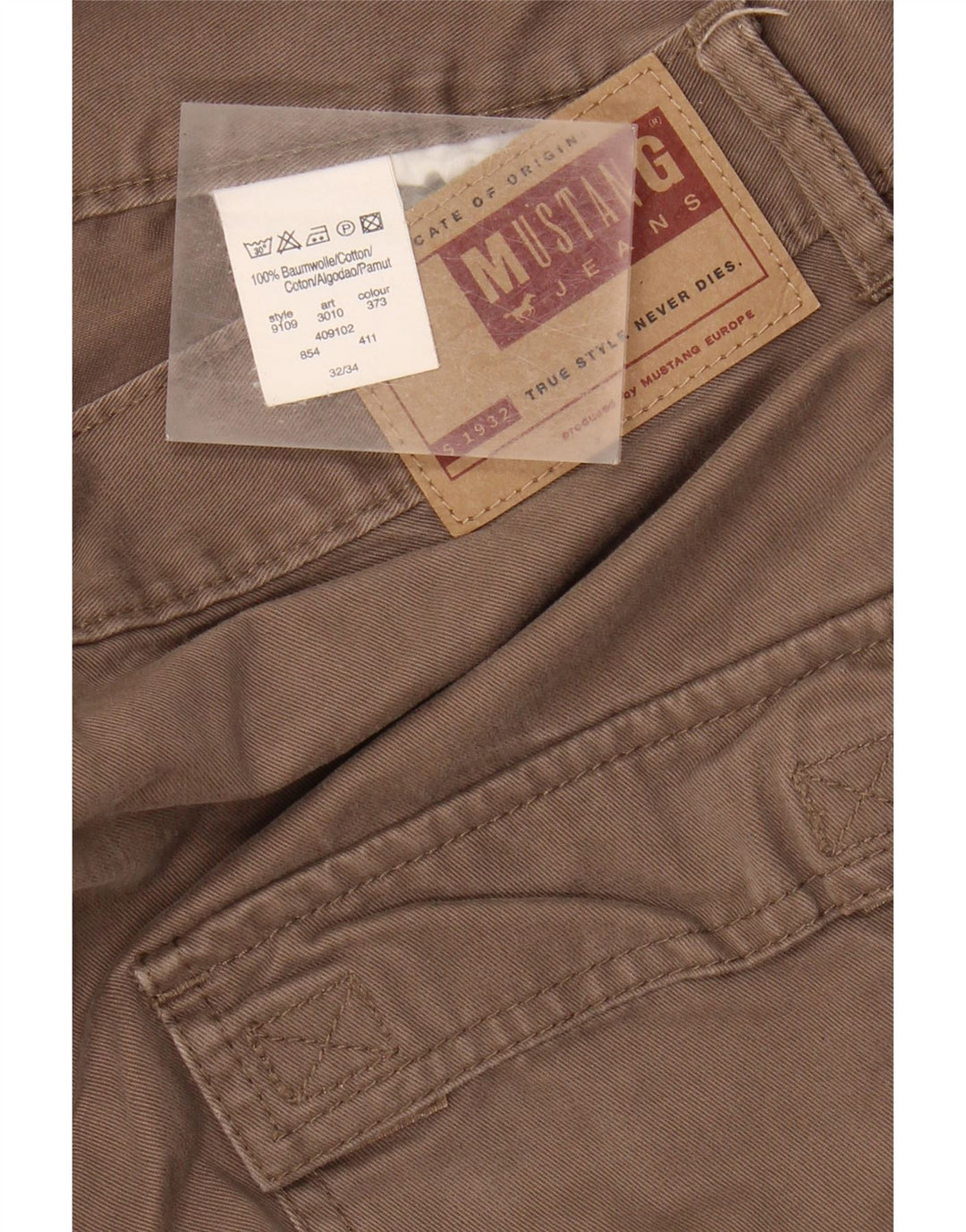 MUSTANG Mens Straight Cargo Trousers W32 L34 Brown Cotton