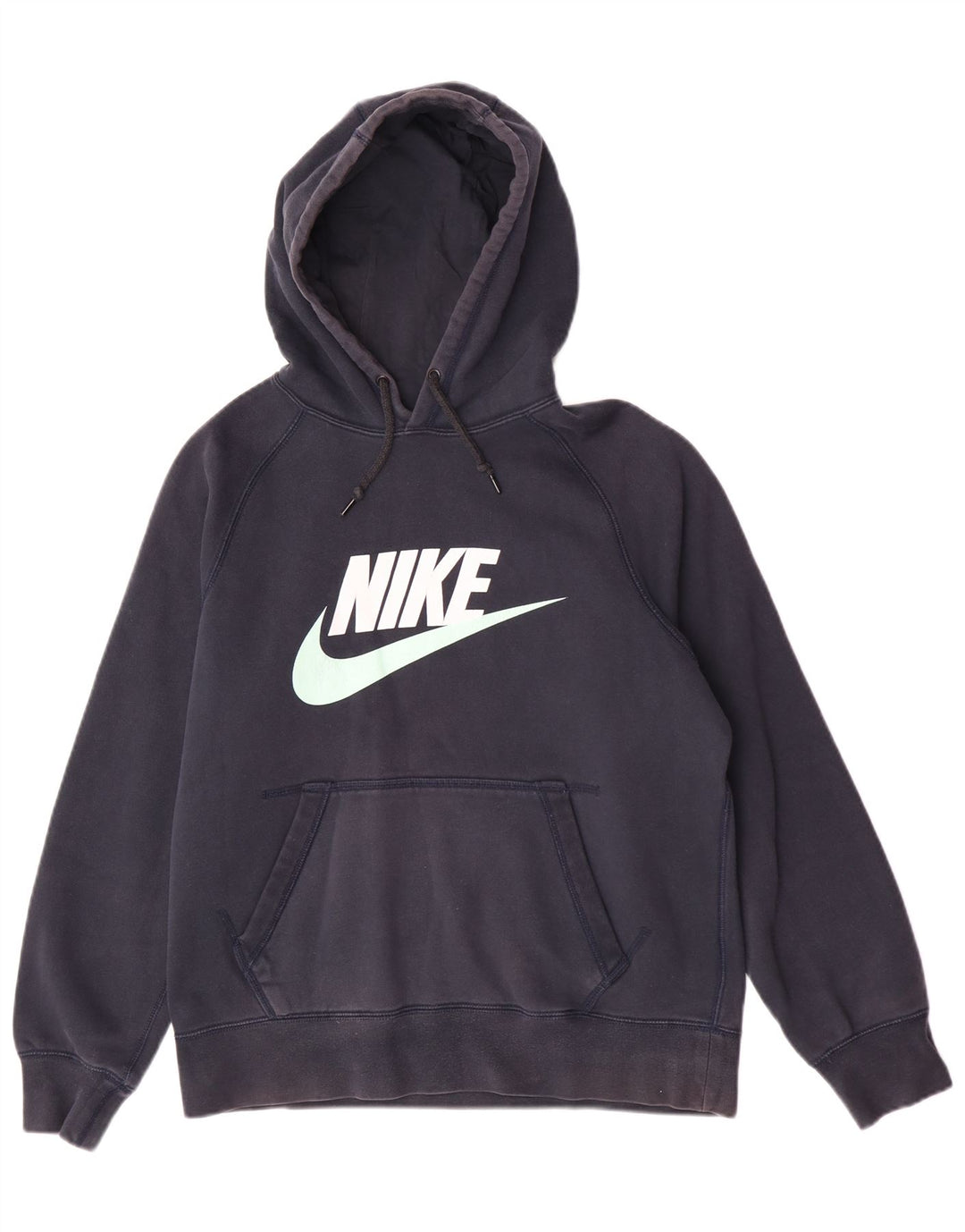 Nike Mens Graphic Hoodie Jumper Medium Navy Blue Cotton