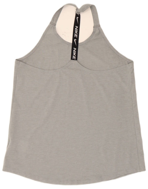 Nike Womens Dri Fit Graphic Vest Top UK 14 Large Grey Polyester
