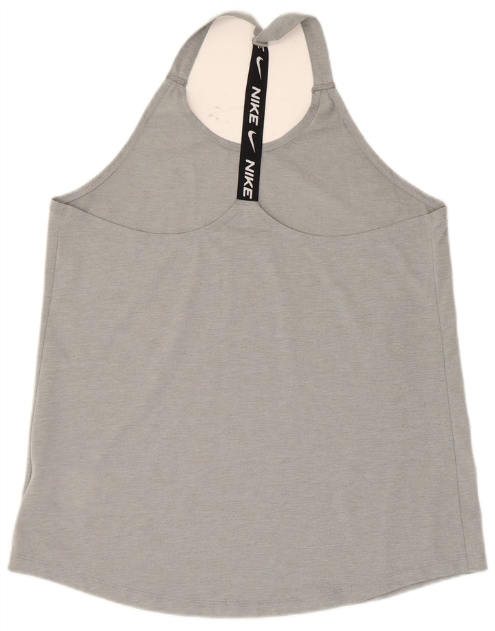 Nike Womens Dri Fit Graphic Vest Top UK 14 Large Grey Polyester
