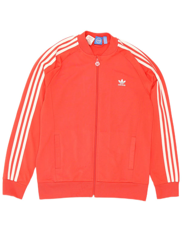 Adidas Boys Tracksuit Top Jacket 14-15 Years Red Polyester