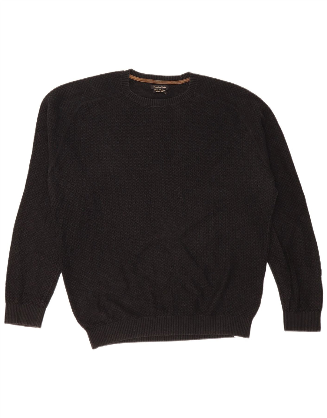 MASSIMO DUTTI Mens Crew Neck Jumper Sweater Large Black Cotton