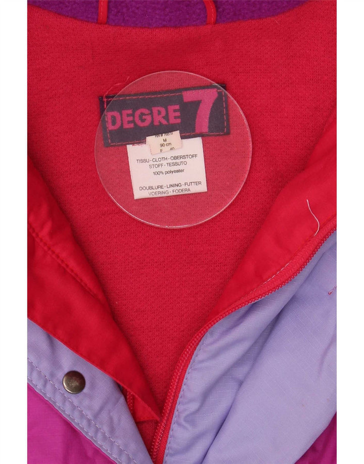 Degre 7 Womens Oversized Hooded Ski Jacket UK 14 Medium Pink Colourblock