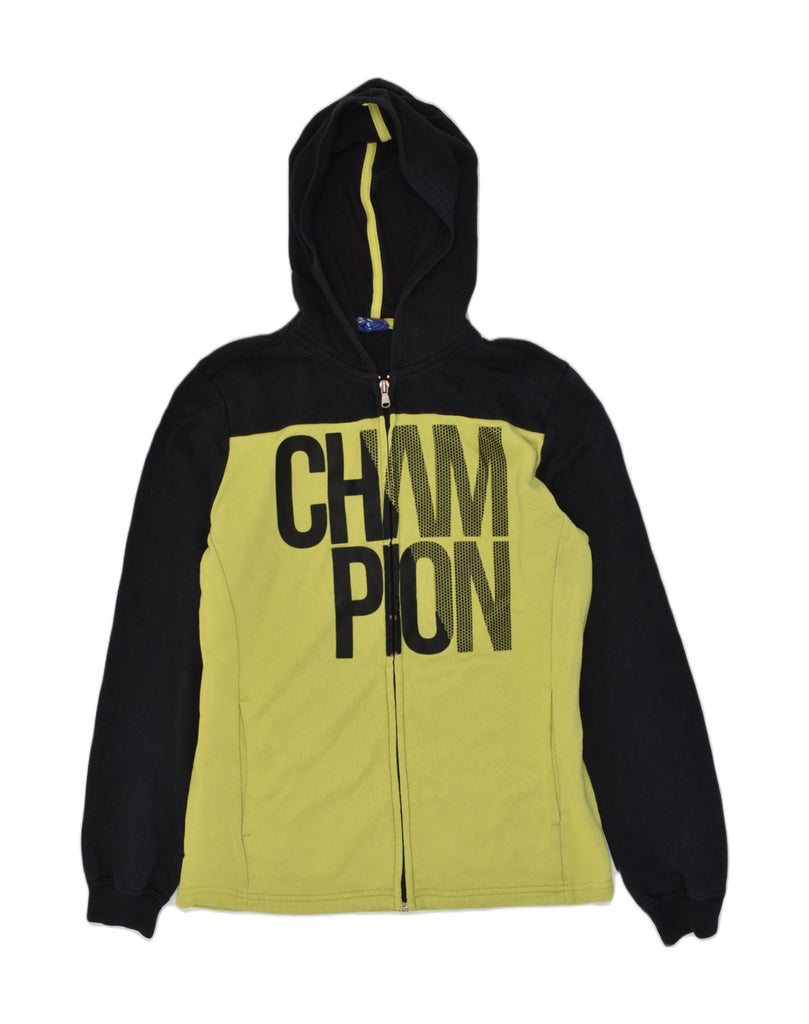 CHAMPION Boys Graphic Zip Hoodie Sweater 13-14 Years XL Green Colourblock | Vintage Champion | Thrift | Second-Hand Champion | Used Clothing | Messina Hembry 