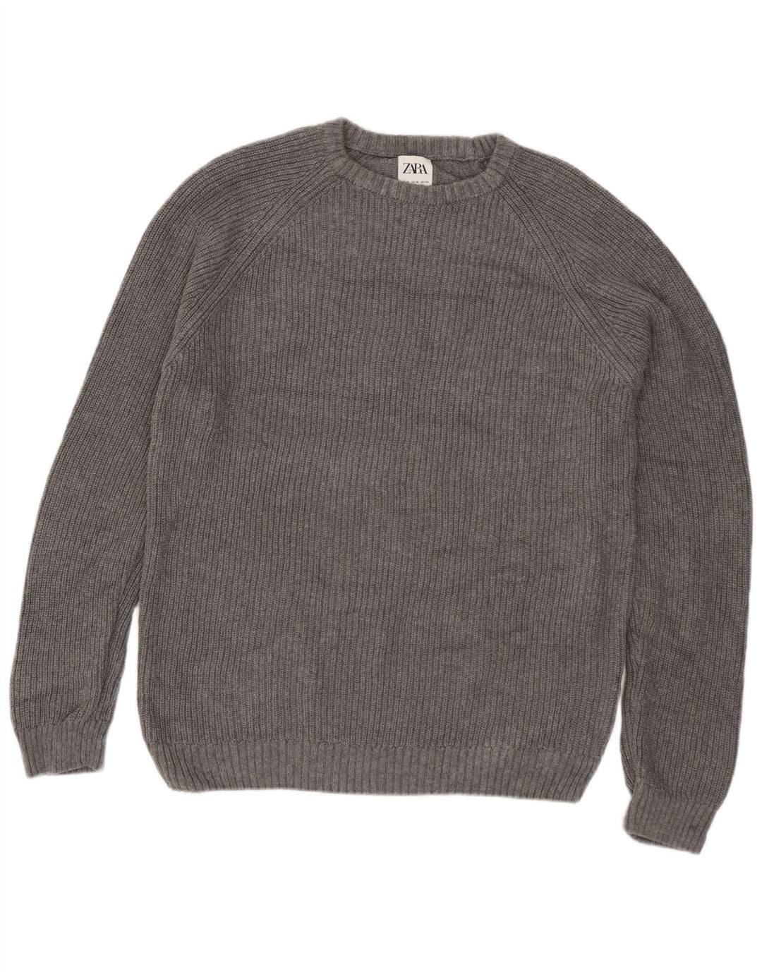 Zara Mens Boat Neck Jumper Sweater Medium Grey Cotton