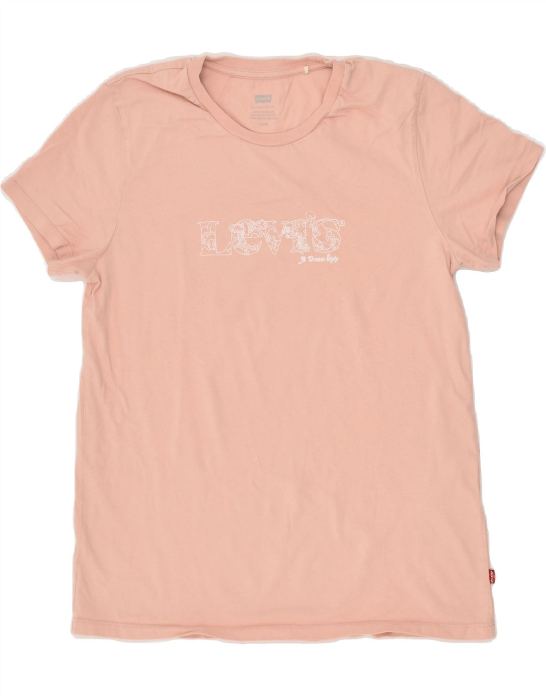 LEVI'S Womens Graphic T-Shirt Top UK 12 Medium Pink Cotton Vintage Levi's and Second-Hand Levi's from Messina Hembry 