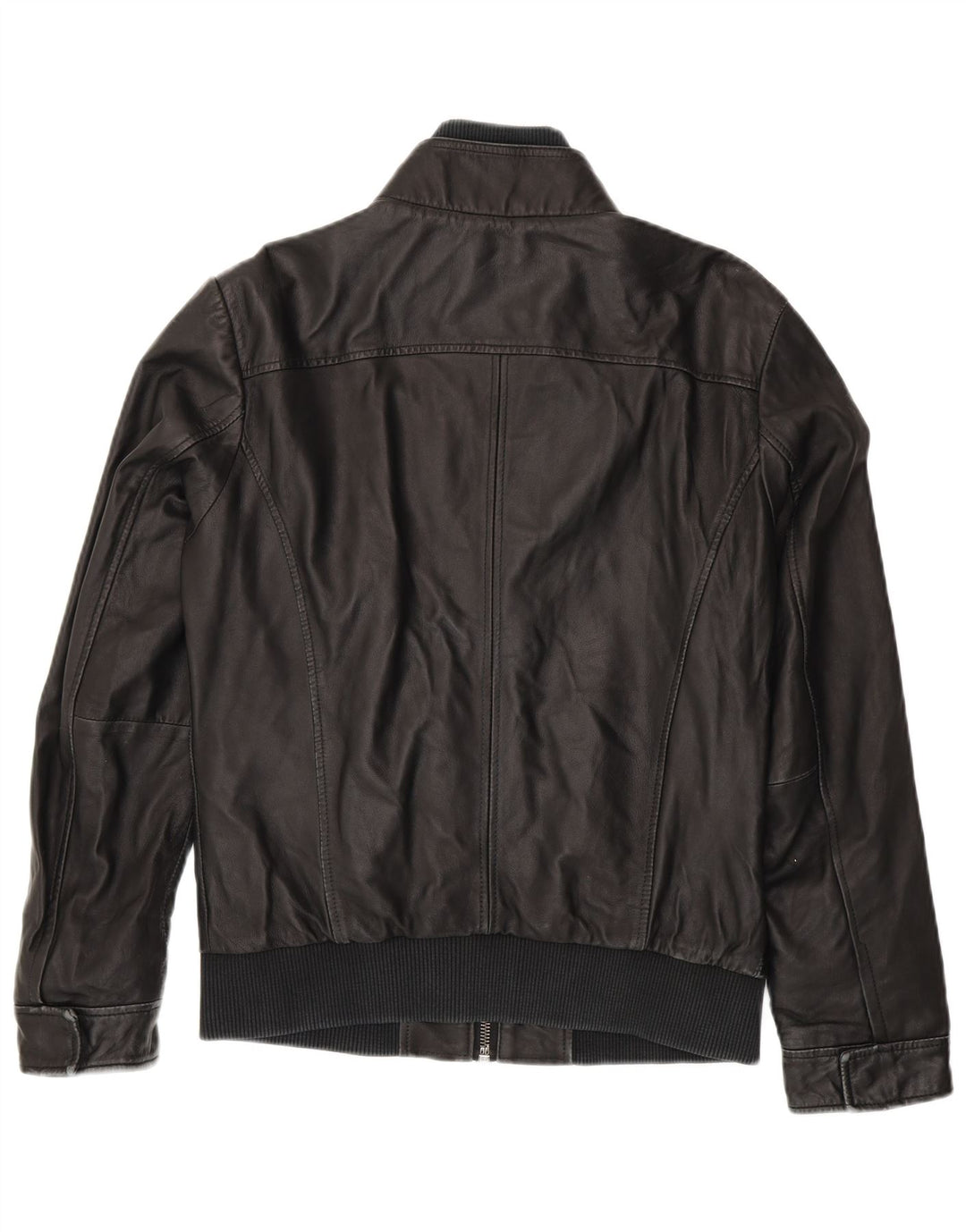 BENETTON Womens Leather Jacket IT 52 2XL Black Sheepskin
