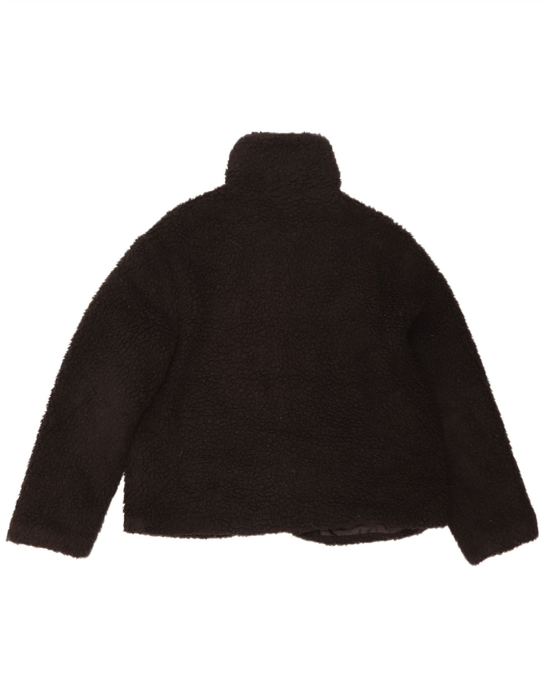 Topshop Womens Oversized Fleece Jacket UK 14 Medium Black Polyester