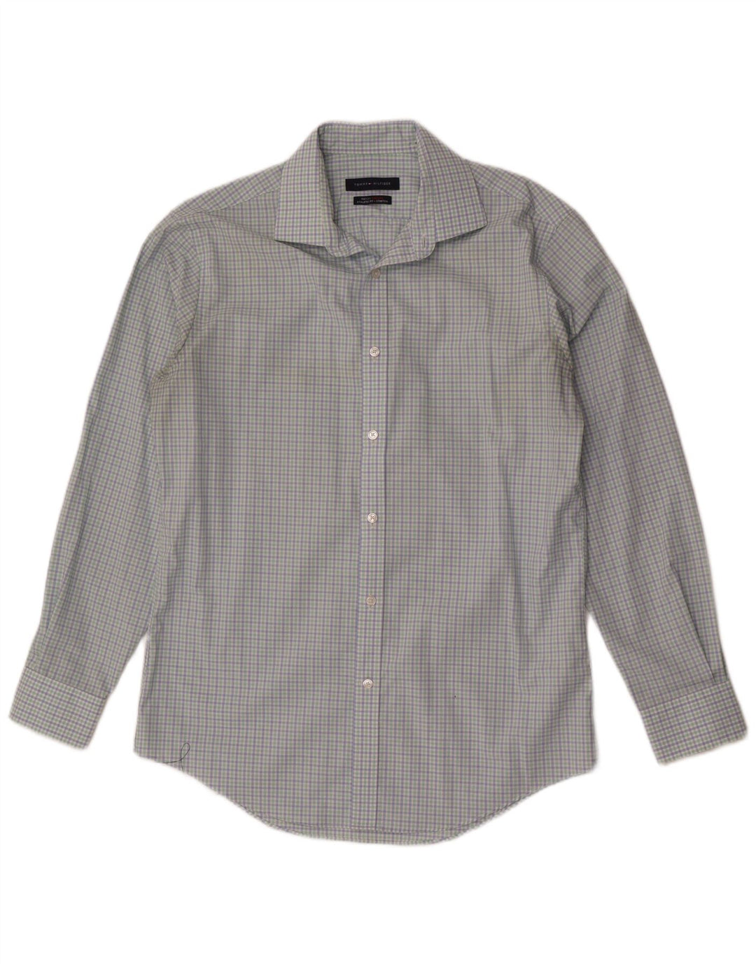 Tommy Hilfiger Mens Shirt Size 15 1/2 Medium Blue Check Cotton