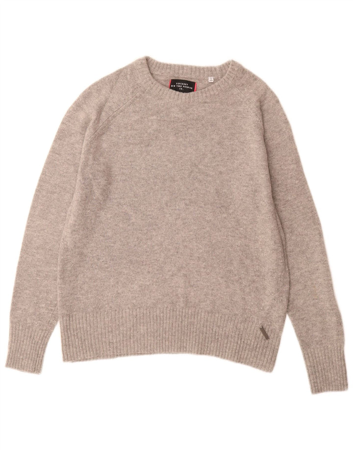 Superdry Womens Boat Neck Jumper Sweater UK 14 Medium Grey Nylon