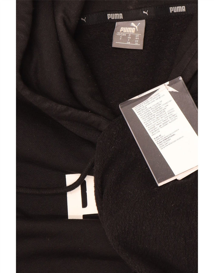 PUMA Womens Graphic Hoodie Jumper UK 10 Small Black Polyester