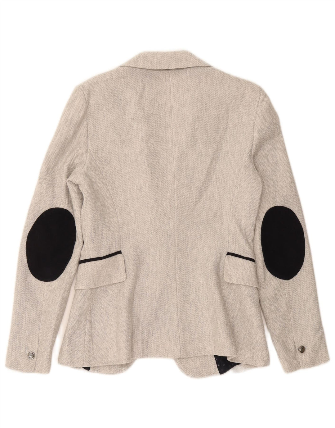 Zara Womens 1 Button Blazer Jacket UK 6 XS Grey Herringbone
