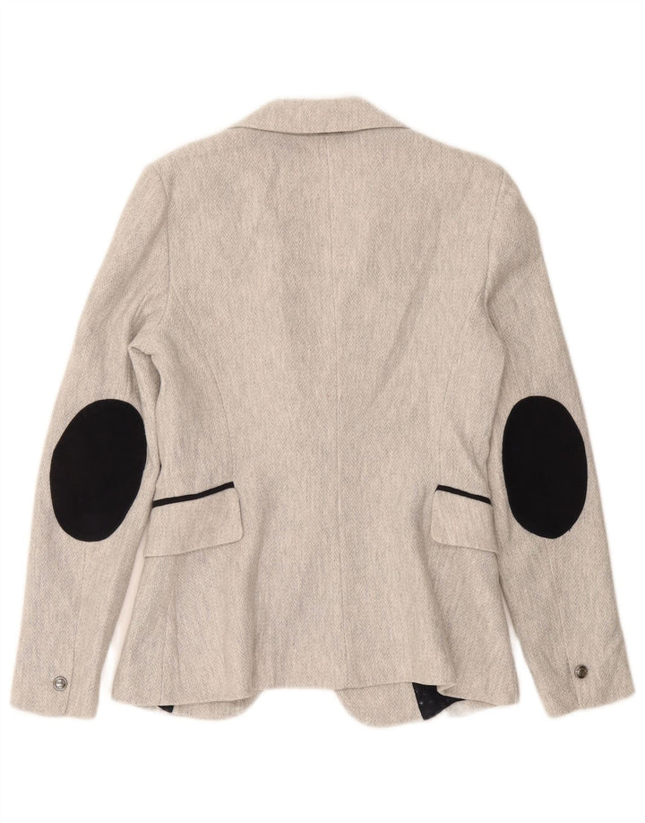 Zara Womens 1 Button Blazer Jacket UK 6 XS Grey Herringbone