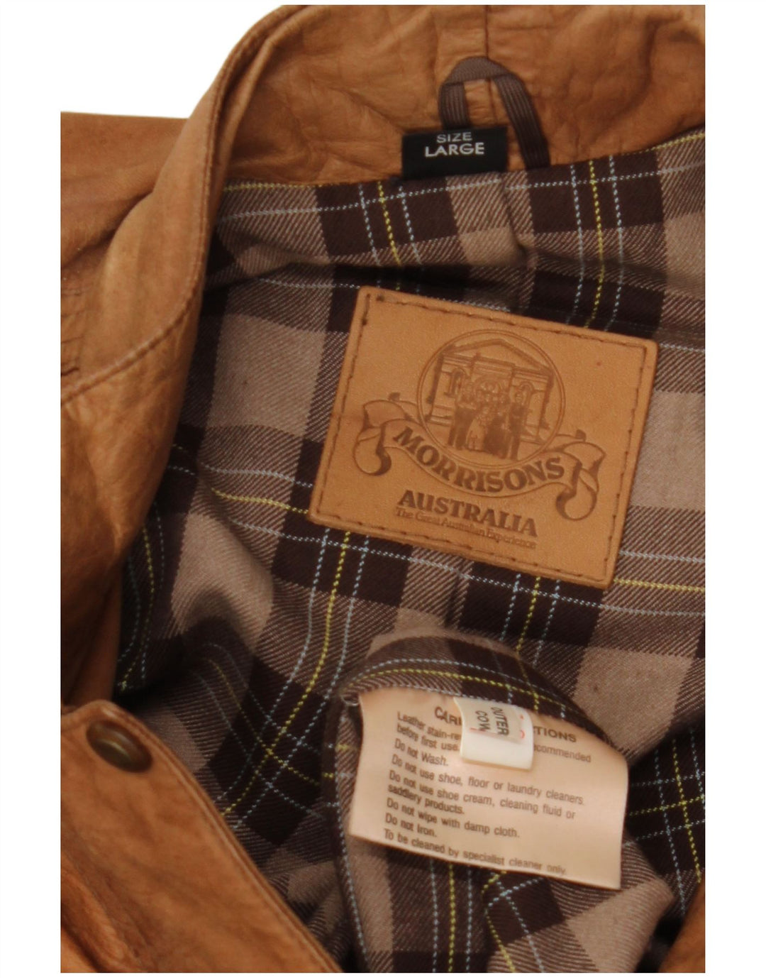 VINTAGE Womens Leather Coat UK 16 Large Beige Leather