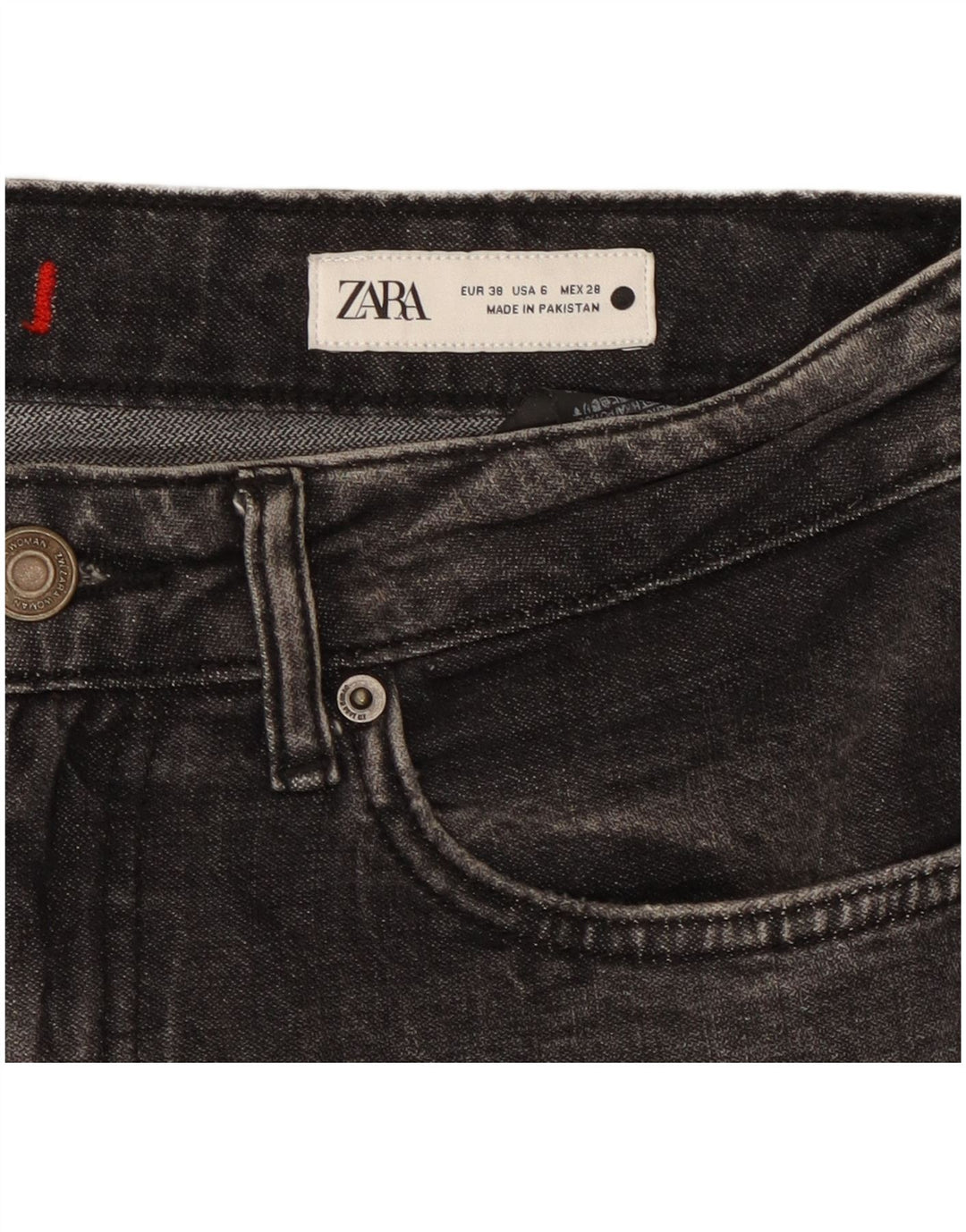 ZARA Womens Straight Jeans EU 38 Small W28 L26 Black