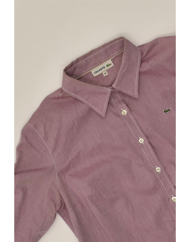 LACOSTE Womens 3/4 Sleeve Shirt Size 40 Medium Maroon Cotton | Vintage Lacoste | Thrift | Second-Hand Lacoste | Used Clothing | Messina Hembry 