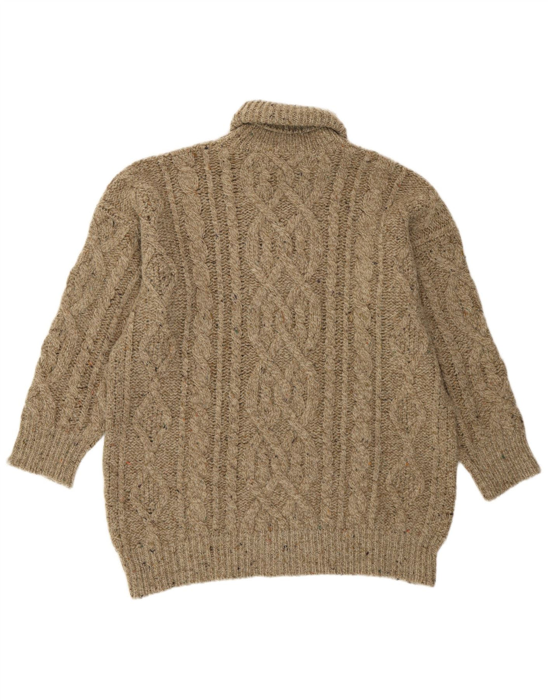 Blues Club Mens Roll Neck Jumper Sweater Large Beige Wool