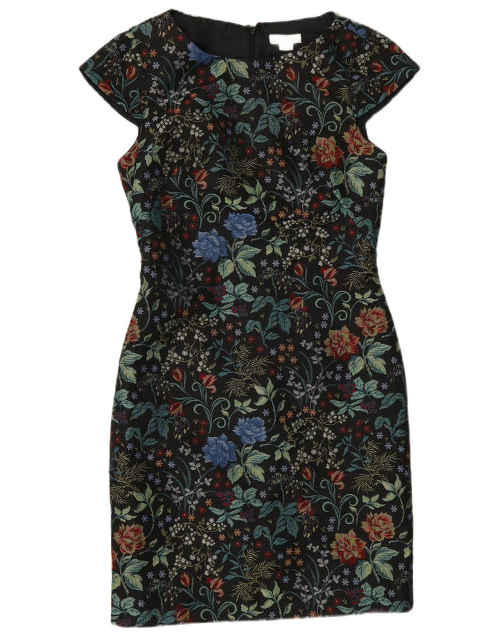 MONSOON Womens Sheath Dress UK 8 Small Black Floral Polyester