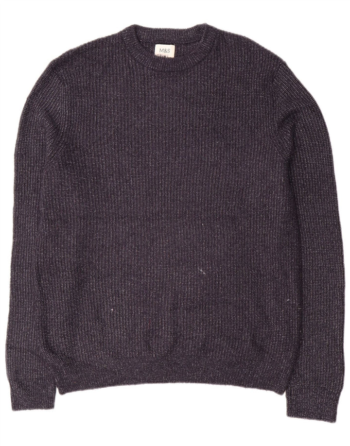 Marks & Spencer Mens Crew Neck Jumper Sweater Medium Navy Blue Flecked
