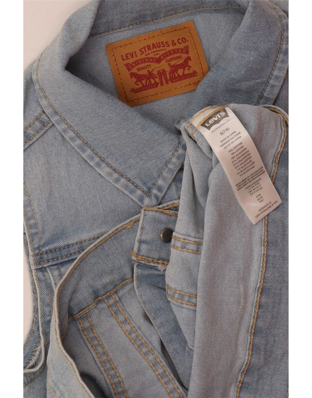 Levi's Girls Denim Gilet 7-8 Years Small Blue Cotton
