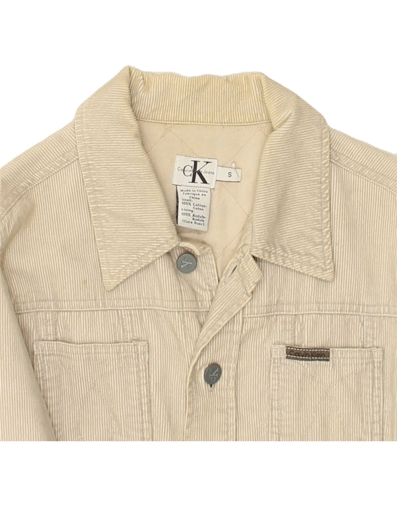 CALVIN KLEIN Mens Bomber Corduroy Jacket UK 36 Small Beige Cotton | Vintage Calvin Klein | Thrift | Second-Hand Calvin Klein | Used Clothing | Messina Hembry 