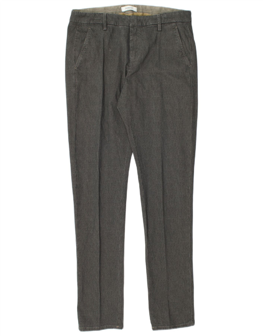 Dondup Mens Slim Chino Trousers W31 L32 Grey Check Cotton
