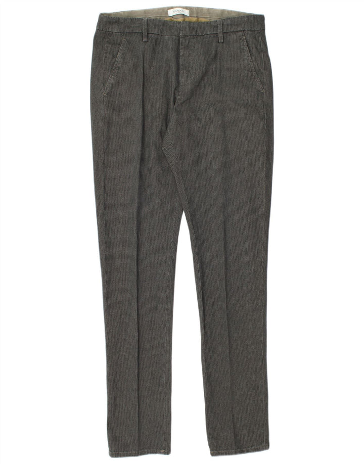 Dondup Mens Slim Chino Trousers W31 L32 Grey Check Cotton