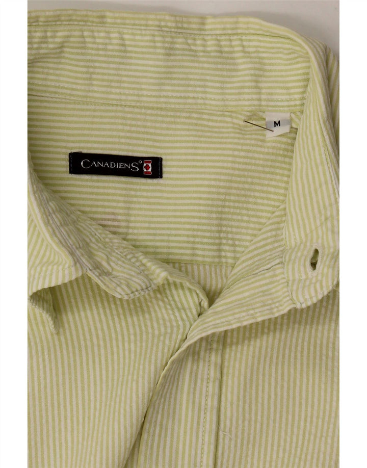 CANADIENS Mens Shirt Medium Yellow Pinstripe Cotton Vintage Canadiens and Second-Hand Canadiens from Messina Hembry 