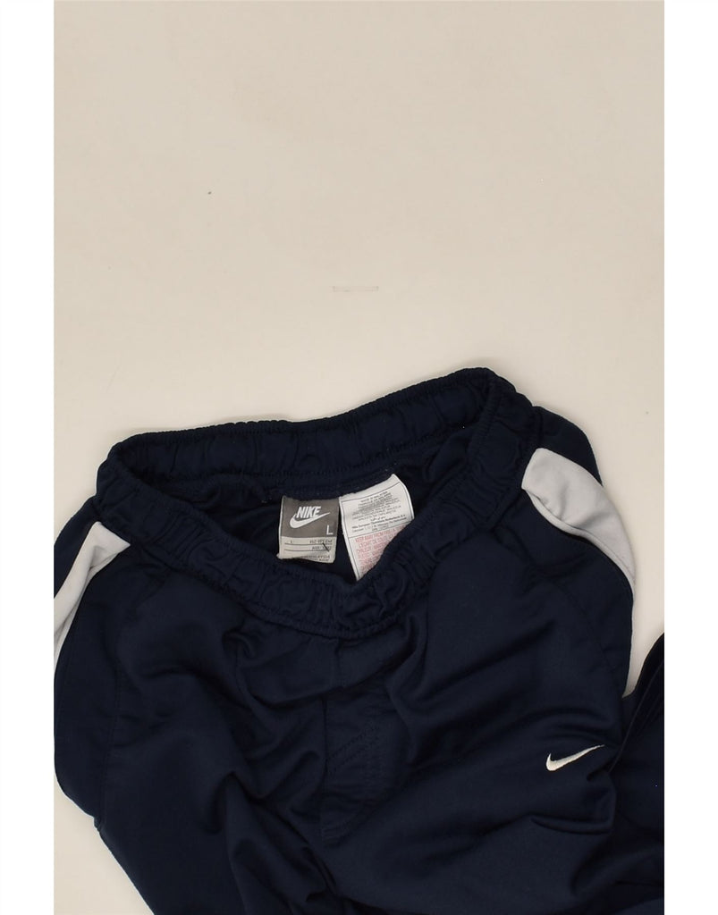 NIKE Girls Tracksuit Trousers 12-13 Years Large Navy Blue Colourblock | Vintage Nike | Thrift | Second-Hand Nike | Used Clothing | Messina Hembry 