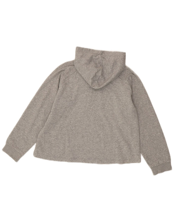 Fila Womens Crop Graphic Hoodie Jumper UK 16 Large Grey Colourblock Cotton